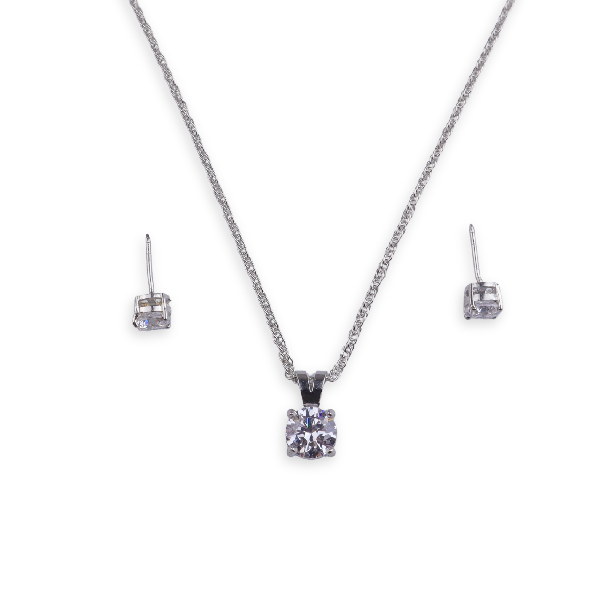 Silver CZ Round Shape Set