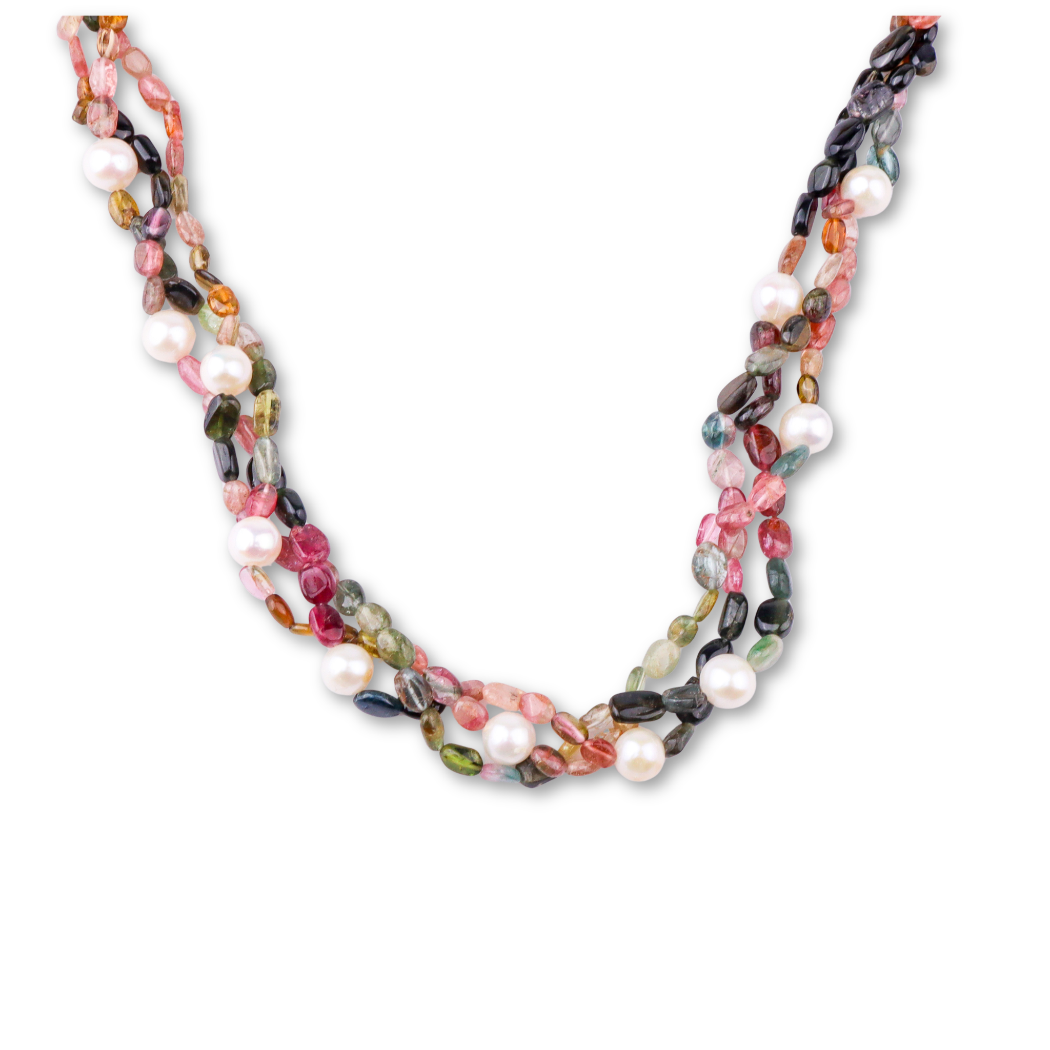 Galaxy Necklace with Freshwater Pearls and Tourmalines