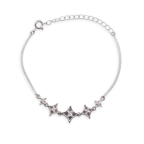 Silver CZ Diamond Shape Bracelet