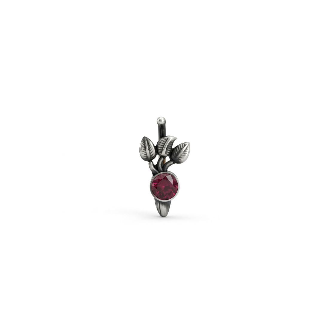 Oxidised Pink Petalfall Clip-On Nose Pin (Large)