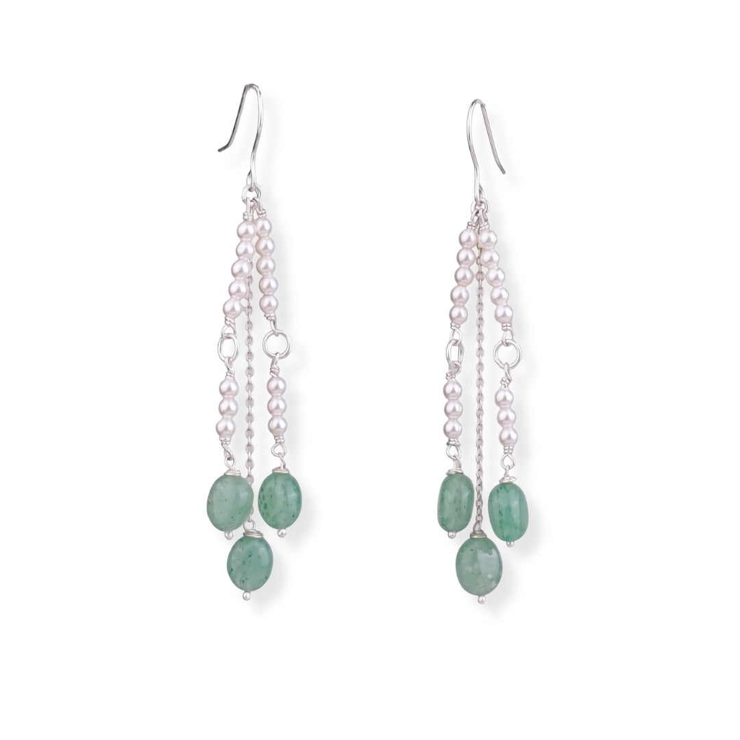 Russian Quartz & Pearl Silver Earrings (Project Handmade)