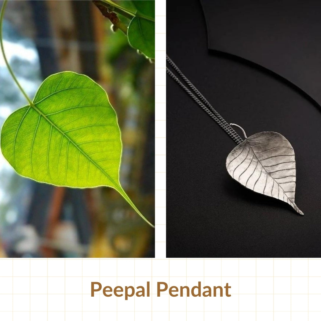 Peepal Silver Pendant: Big