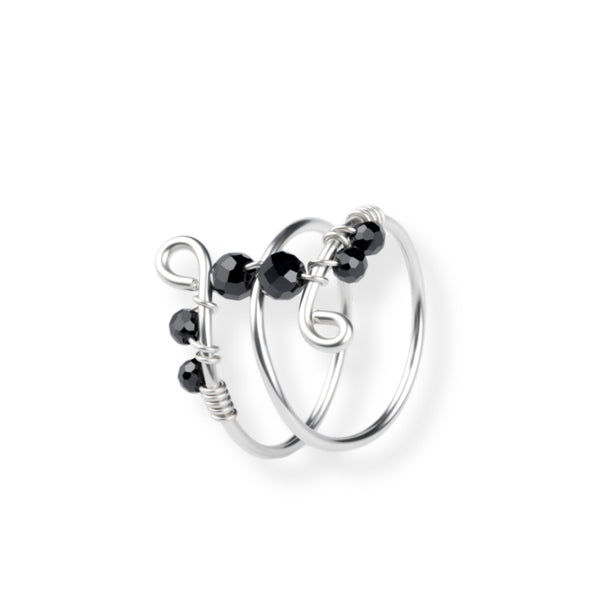 Black Spinel Silver Ring in 92.5 sterling silver