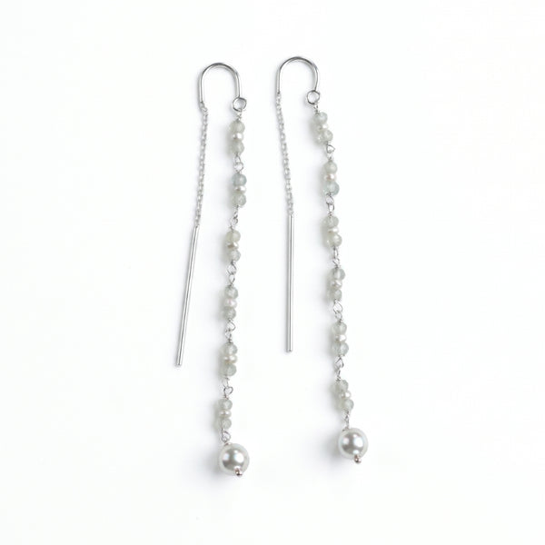 Peridot & Pearl Ganthan Sui Dhaga Earrings (Project Handmade)