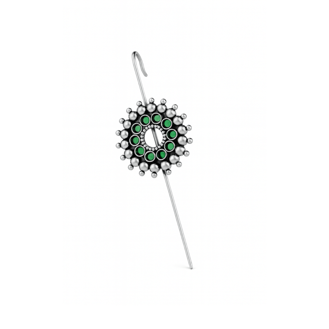 Green Karwar Motif Single Earcuff