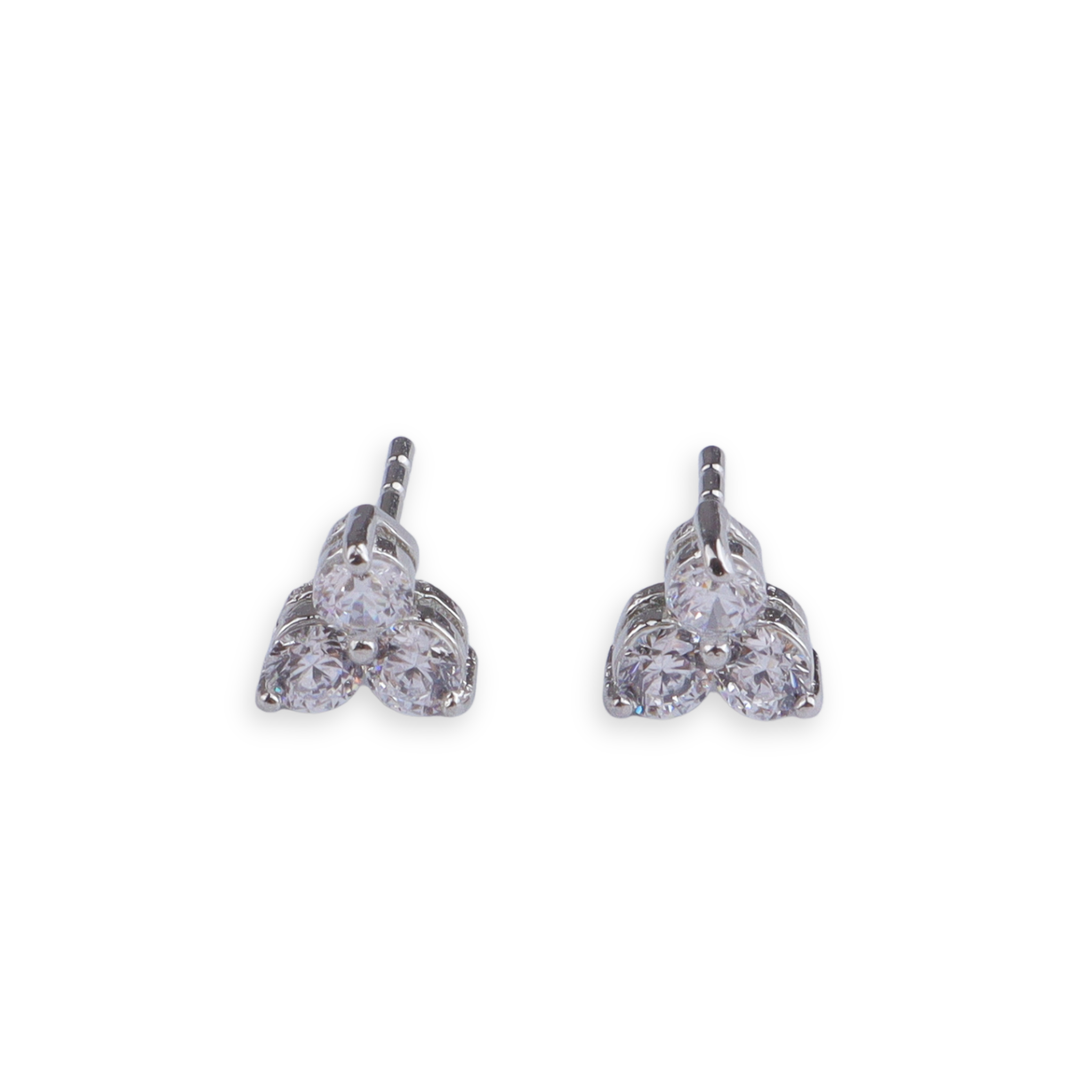 Silver CZ Cluster Stud Earrings