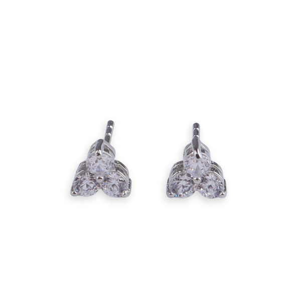 Silver CZ Cluster Stud Earrings