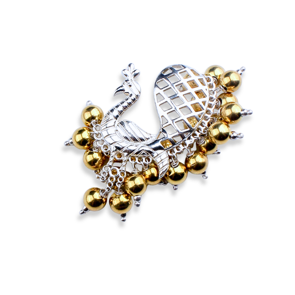 Swarna Rajat | The Peacock Filigree Brooch | 92.5 Silver | Dual tone (Made to Order)