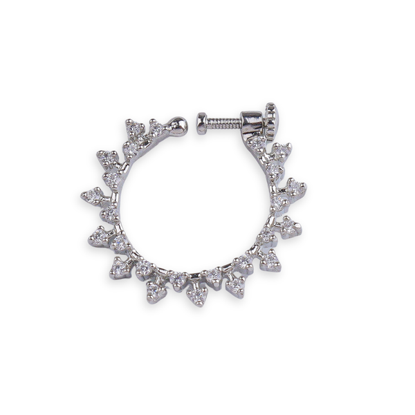 Silver CZ Snowflake Nath