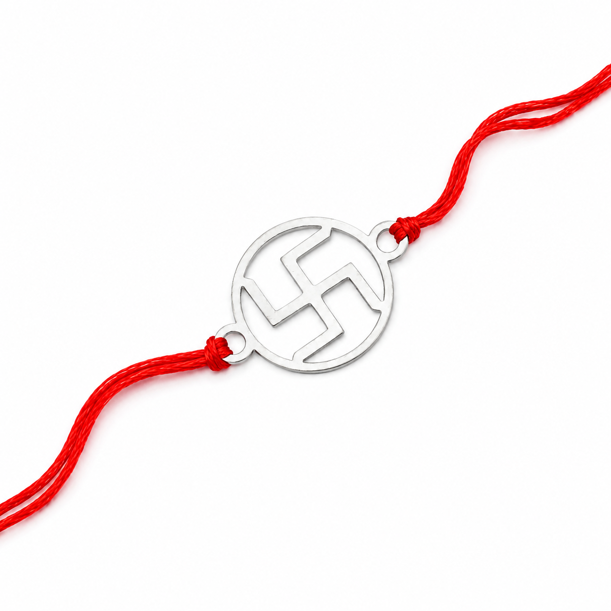 Silver Laser cut Swastik Rakhi: Big