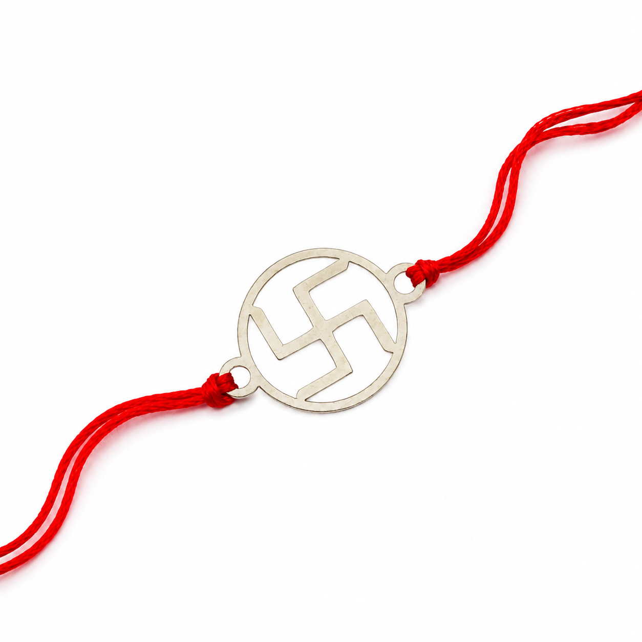 Silver Laser cut Swastik Rakhi: Big