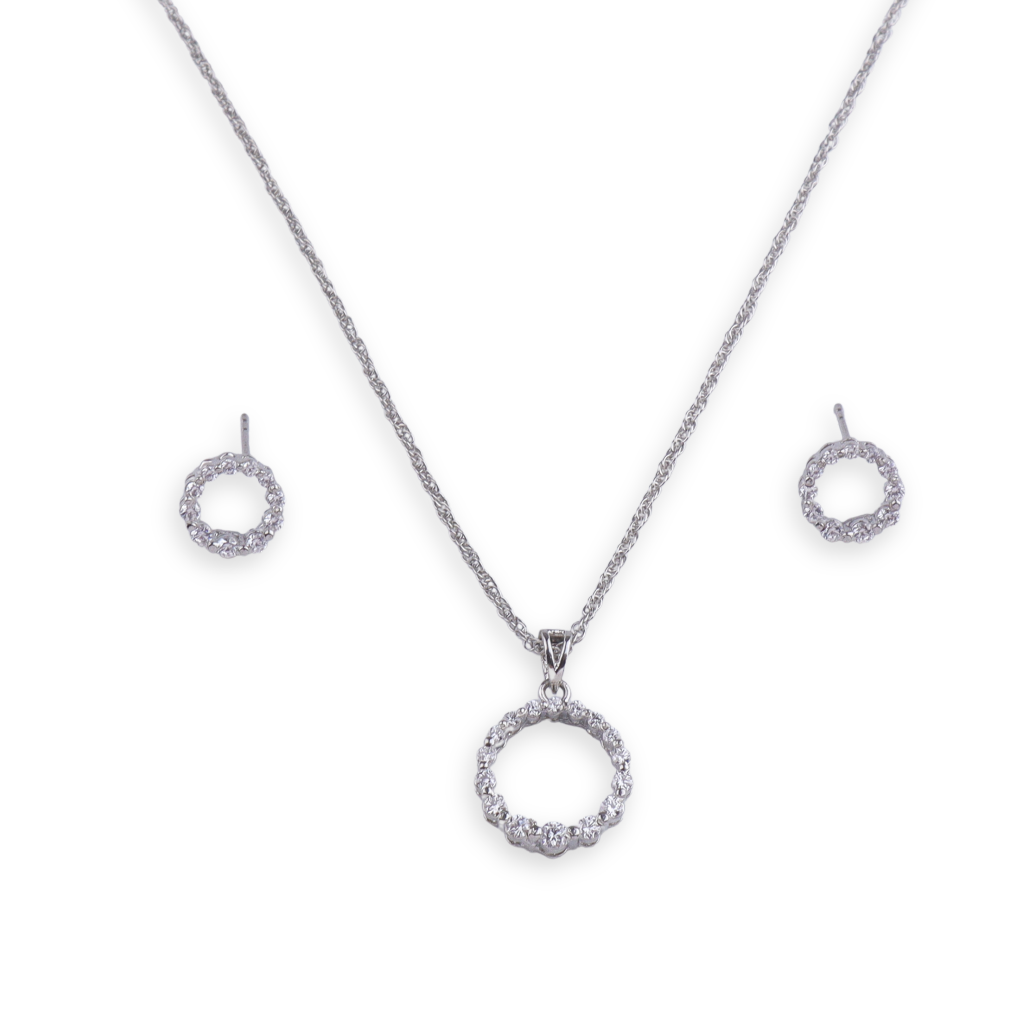 Silver CZ Circle Set
