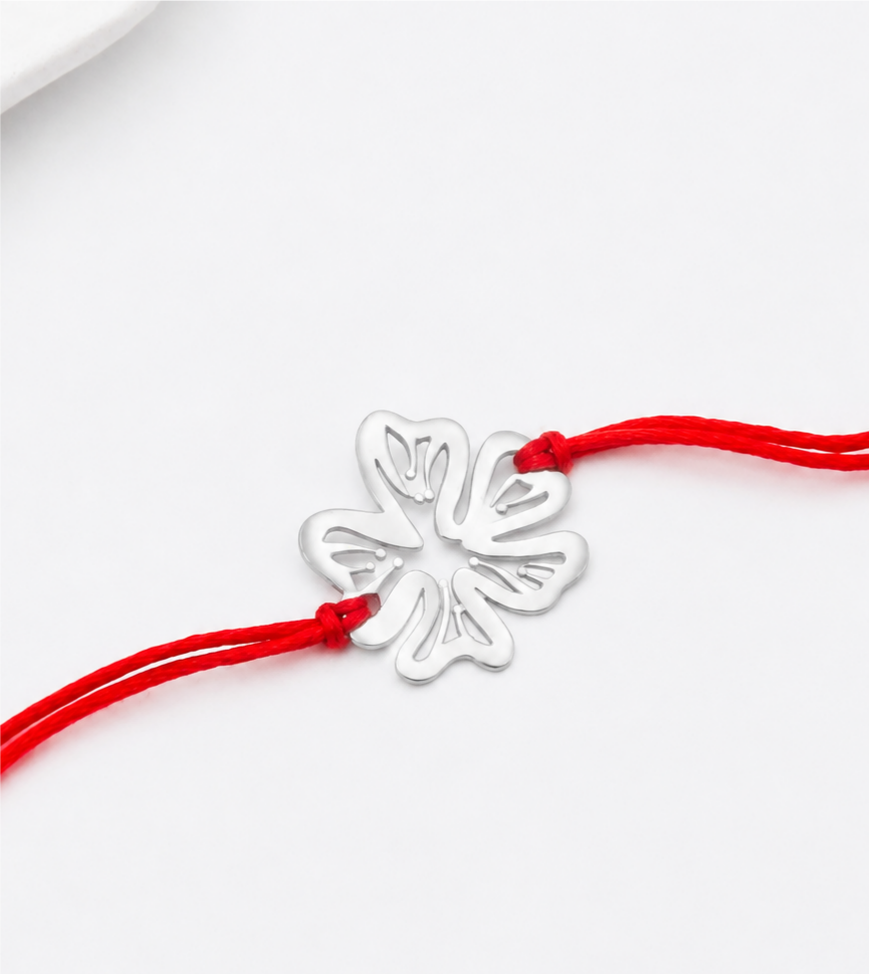 Silver Laser Cut Gulmohar Rakhi
