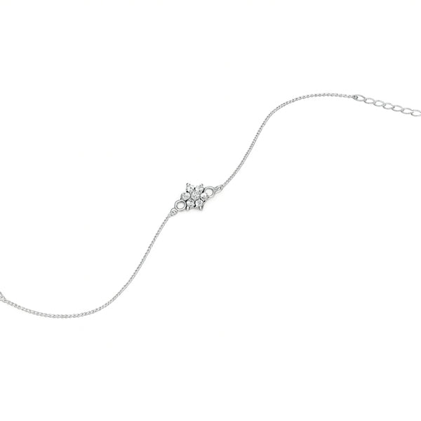 Silver flower bracelet with CZ stones