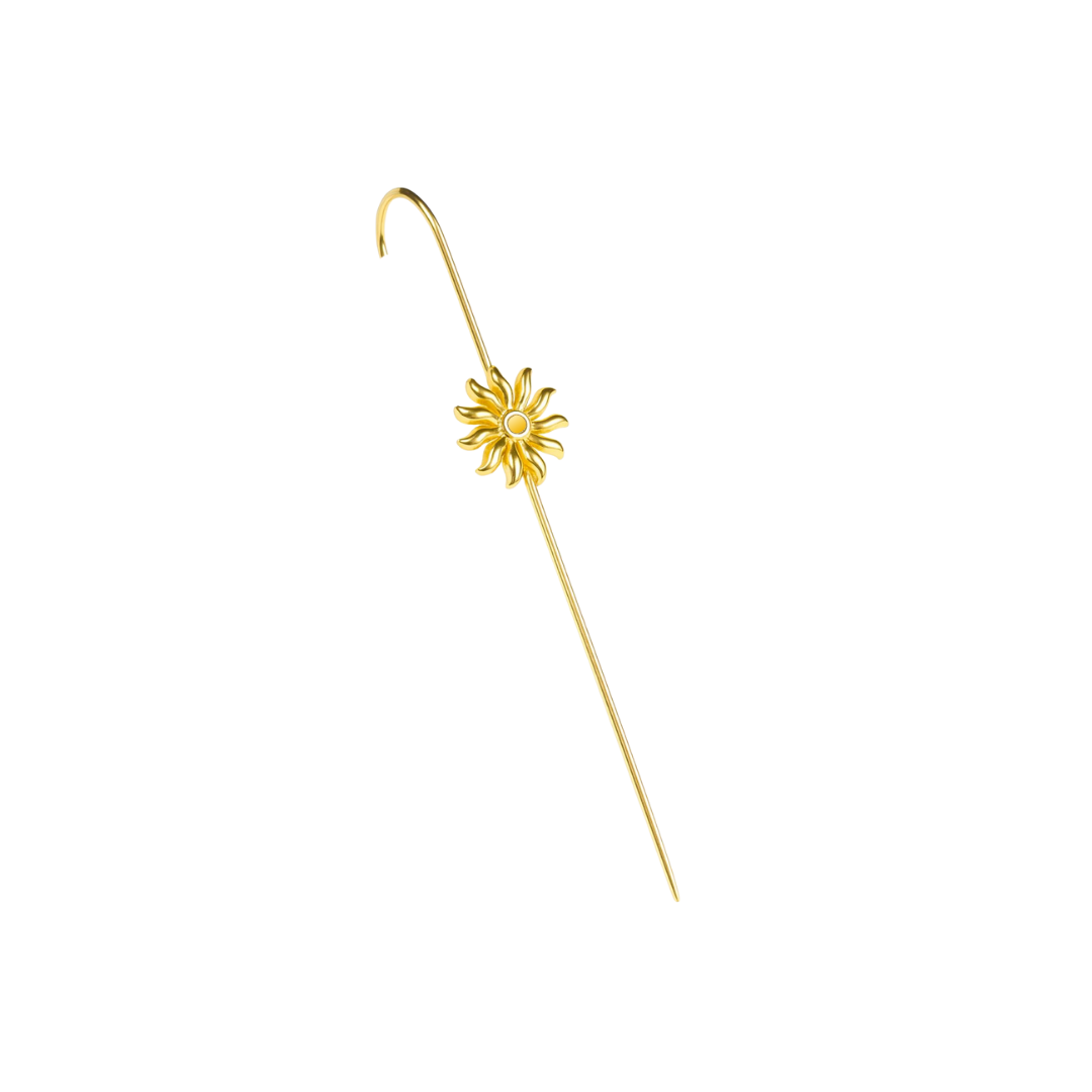 Silver Sun Motif Earcuff | 92.5 Silver | 22K Gold Plated