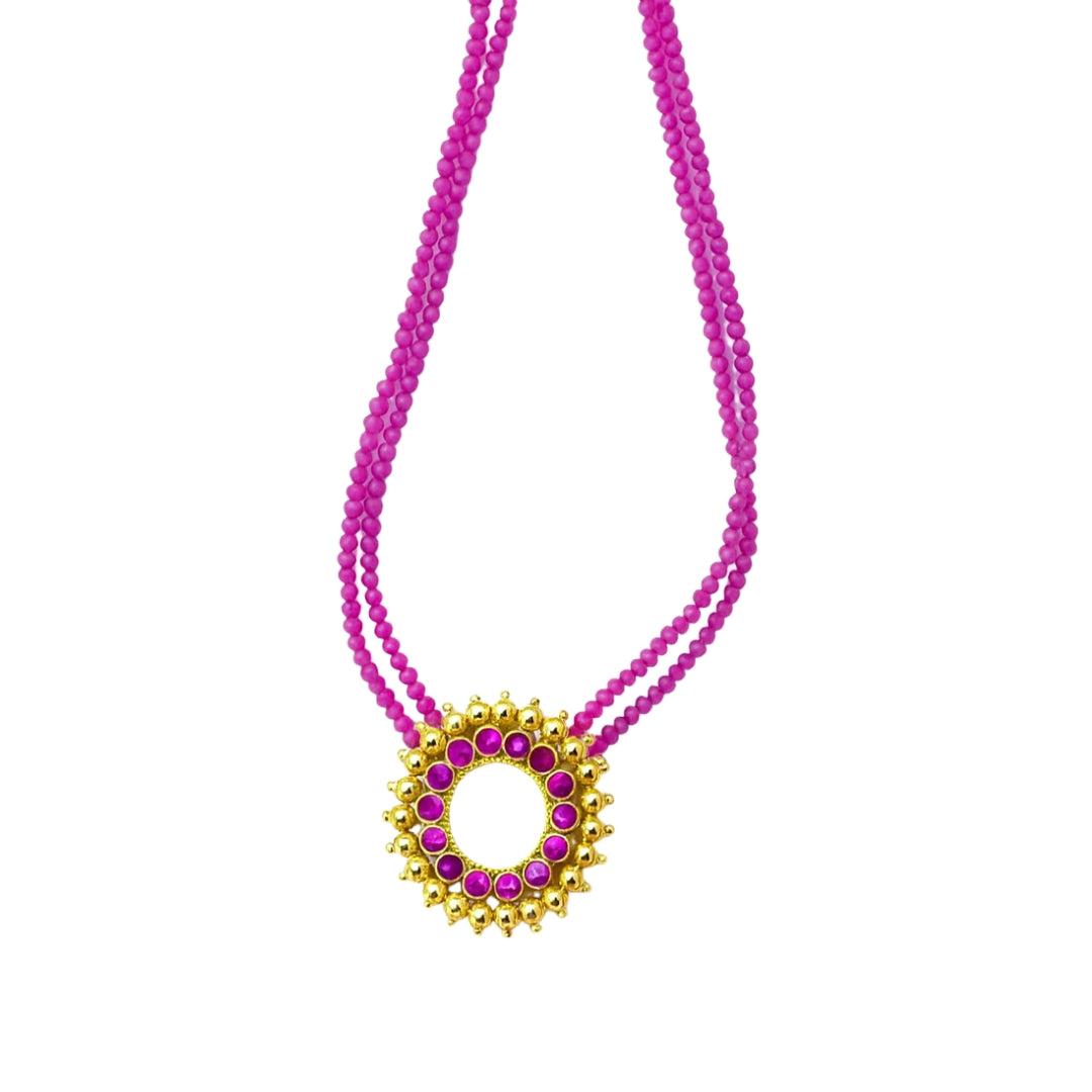 Karwar Necklace with Ruby Stones | 92.5 Silver | 22K Gold plated