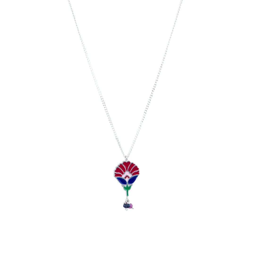 Enamel Flower Pendant Necklace