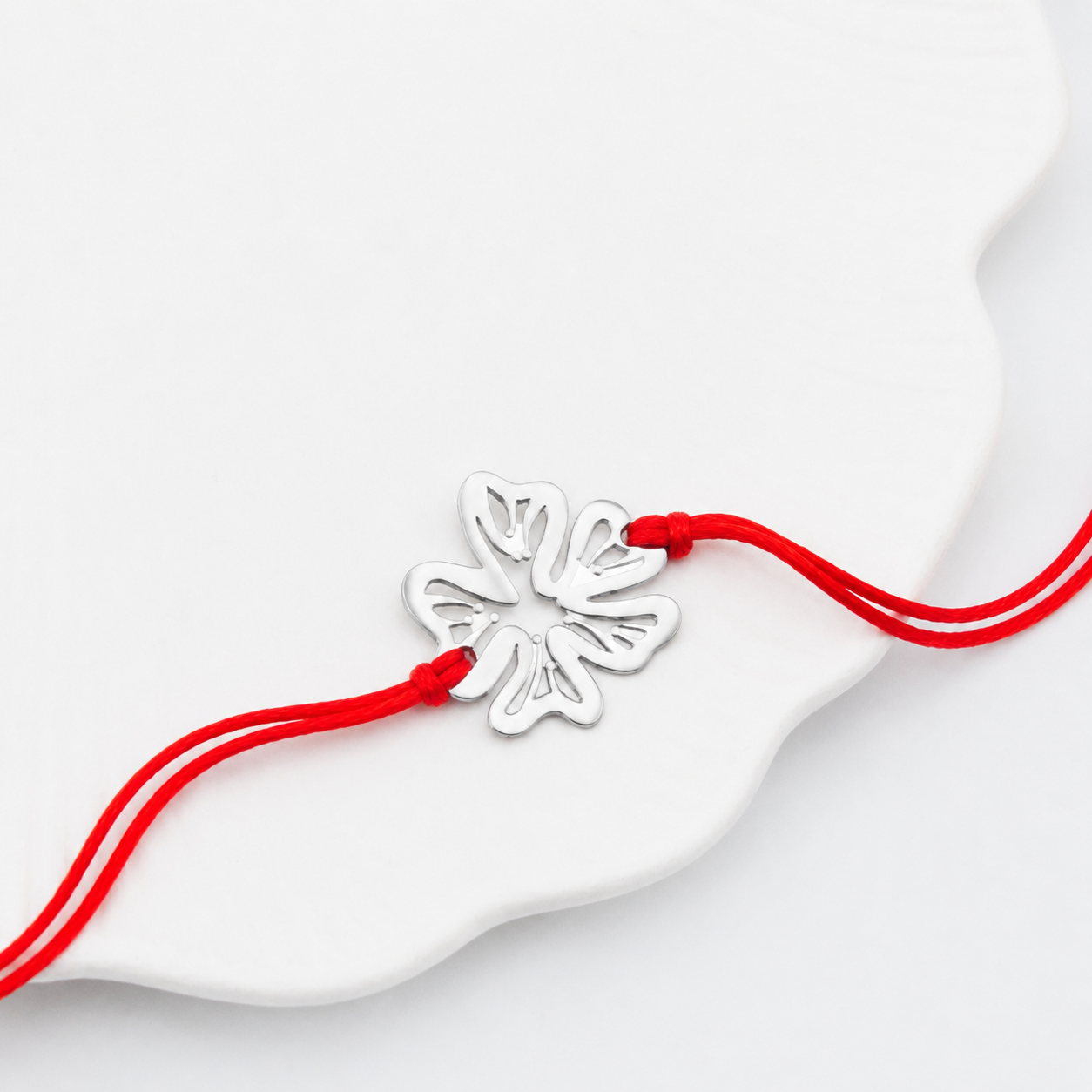 Silver Laser Cut Gulmohar Rakhi