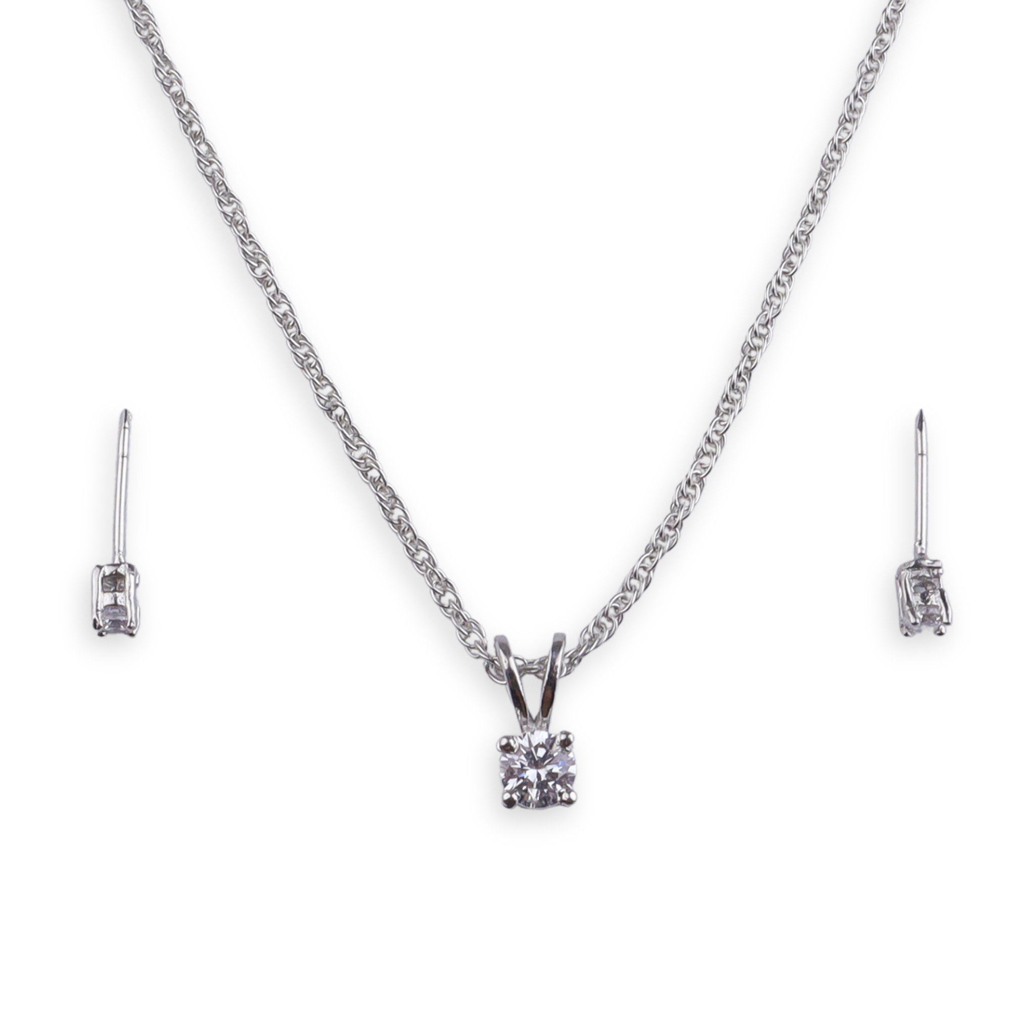 Silver CZ Tiny Round Shape Set