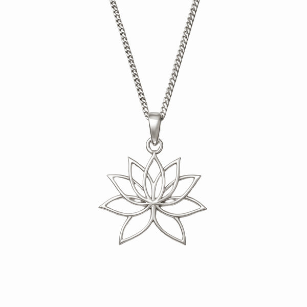 Lotus charm necklace in 92.5 sterling silver