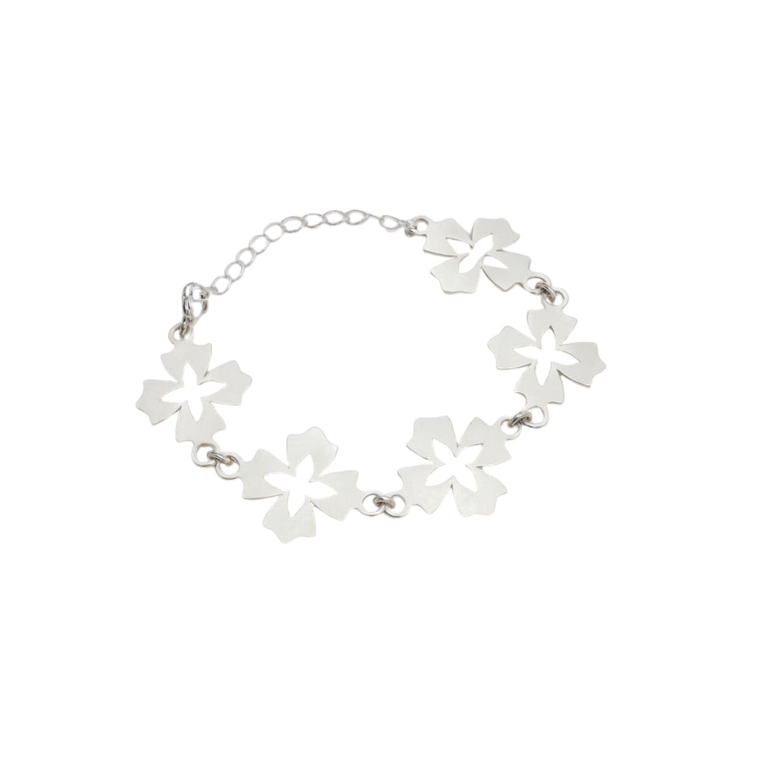 Silver Floral Multi Motif Bracelet