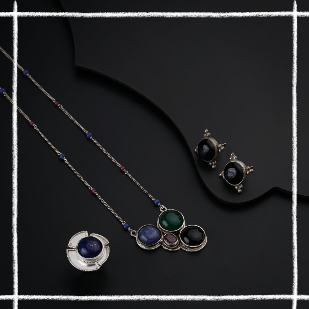 Curated Silver Set Precious Stones