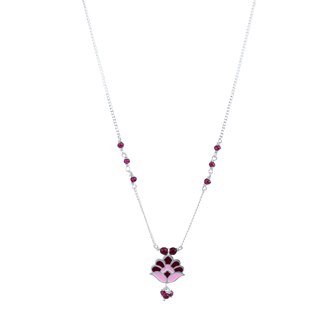 Enamel Flower Necklace with Latkan