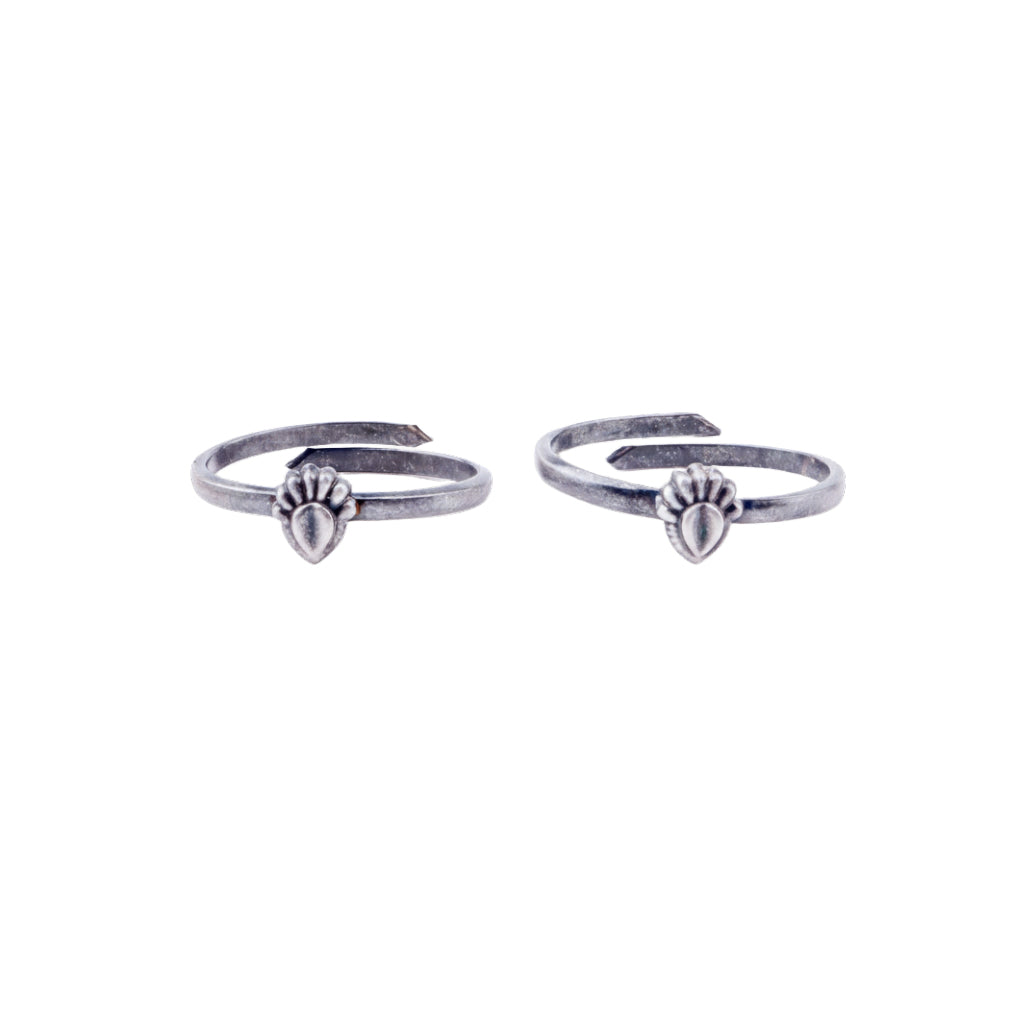 Tiny Silver Adjustable Textured Drop Toe Ring
