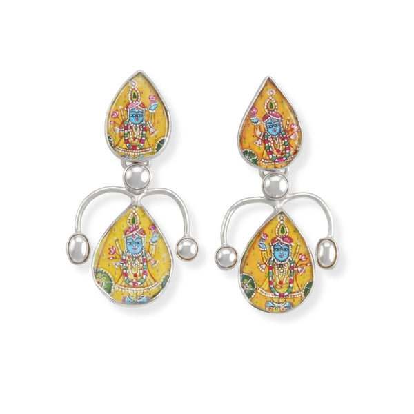 Silver Miniature Hand-Painted Statement Earrings