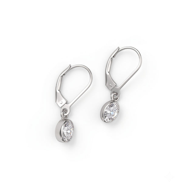Silver CZ Oval Bezel Earrings