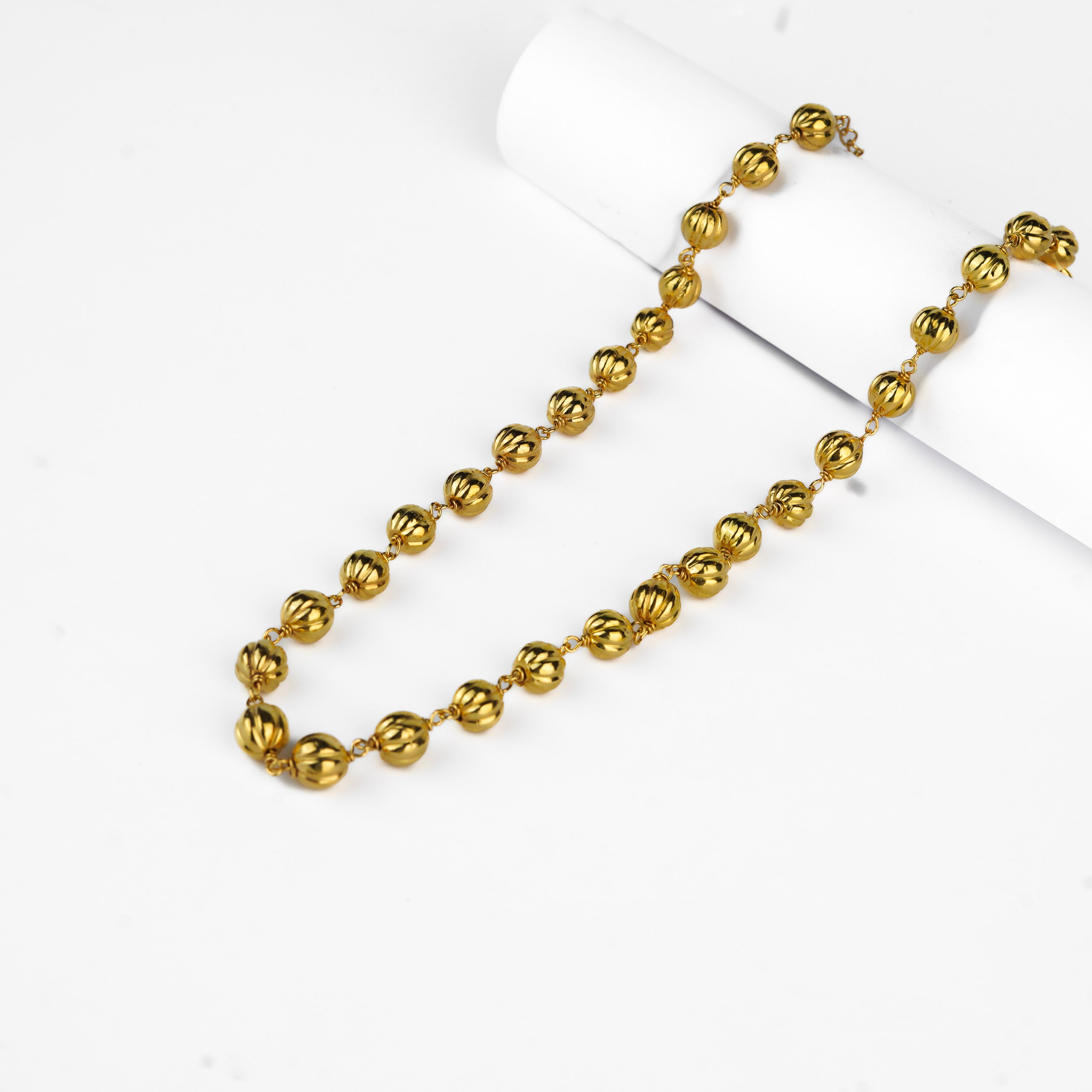 Silver Bead Ganthan Necklace | 92.5 Silver | 22K Gold Plated