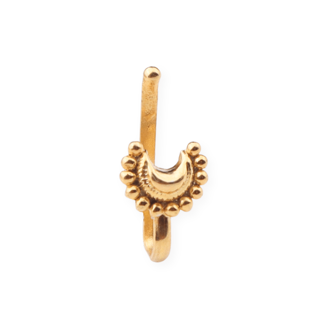 Gold plated Chandrakor nose pin small clip-on jewelry