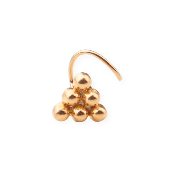 Gold Pyramid Nose Pin Pierced