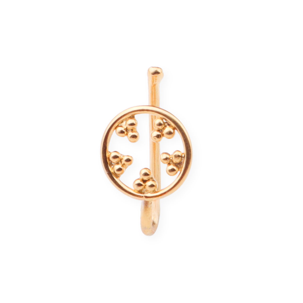 Gold Plated Nose Pin Clip-On with Circular Design