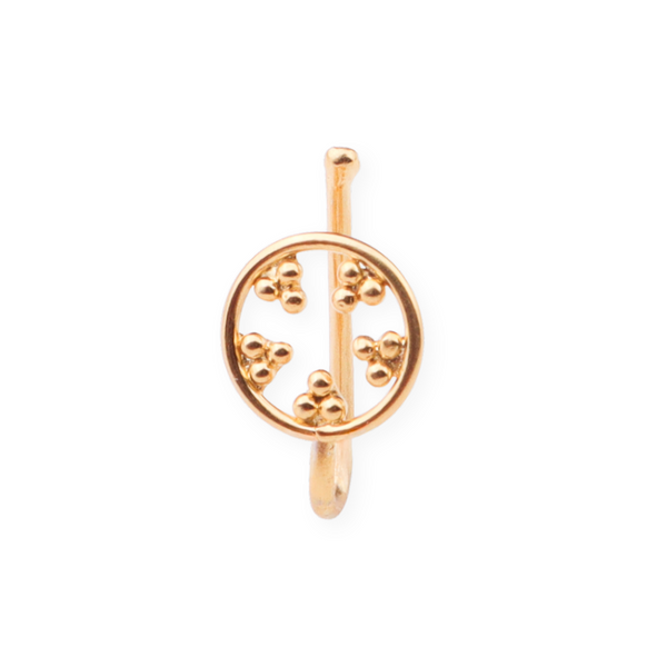 Gold Plated Nose Pin Clip-On with Circular Design