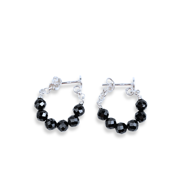 Black Spinel Halo Earrings | 92.5 Sterling Silver