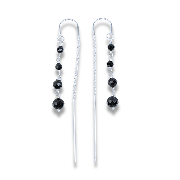 Black Spinel Knot Sui Dhaaga Earrings | 92.5 Sterling Silver