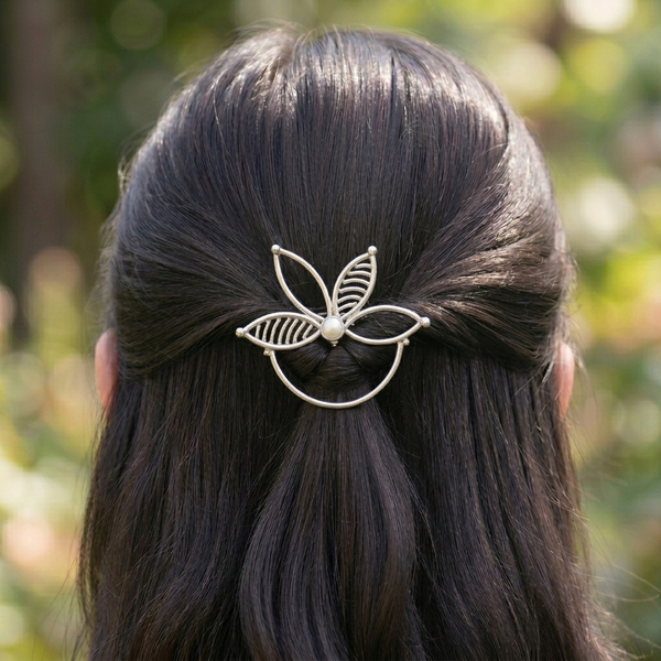 Pearl Flower Hairpin | 92.5 Sterling Silver