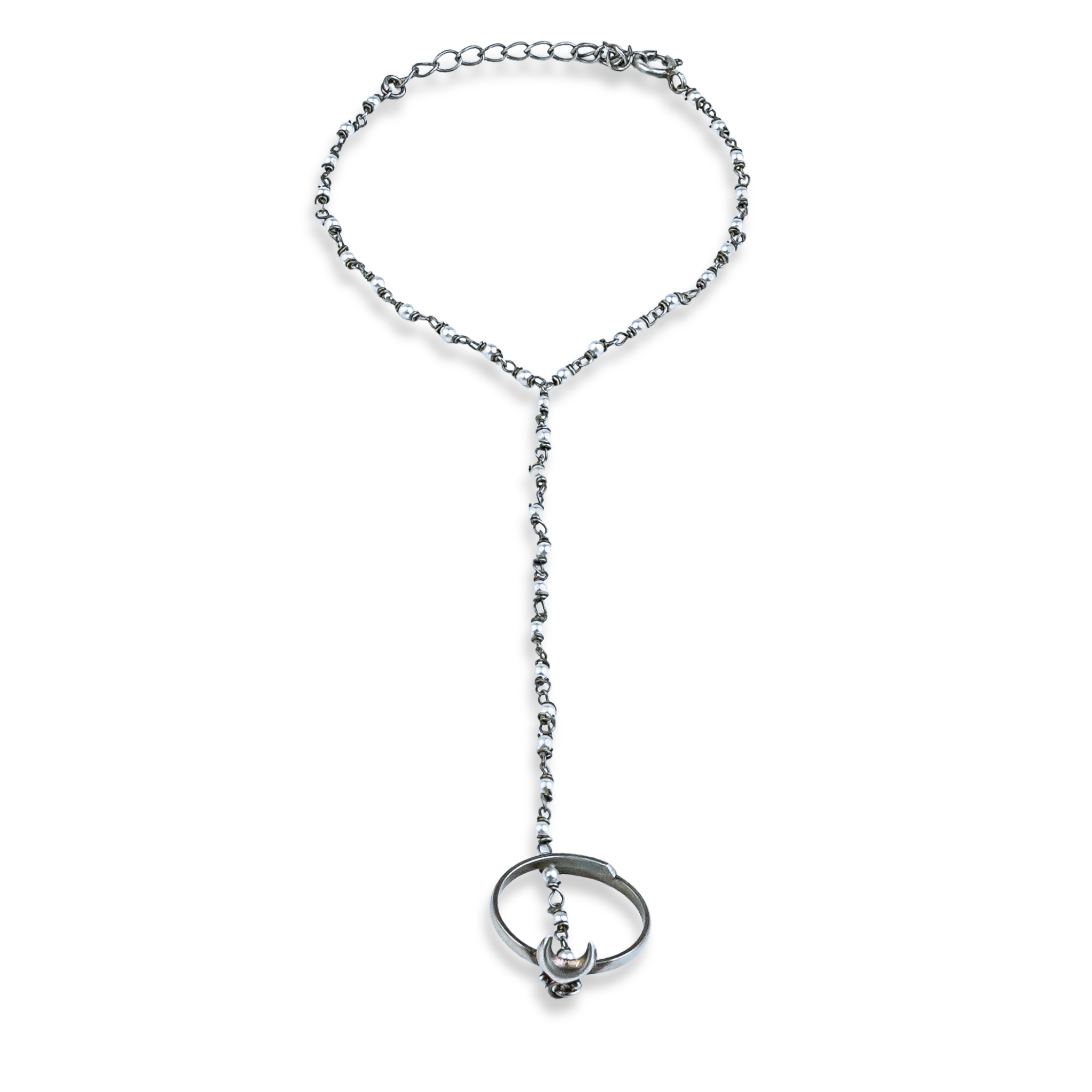 Chandrakor & Pearl Ganthan Haath Phool | 92.5 Sterling Silver