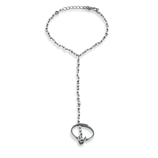 Chandrakor & Pearl Ganthan Haath Phool | 92.5 Sterling Silver