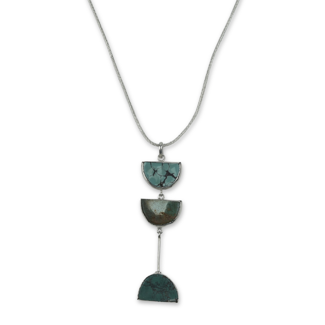Turquoise Triple Moon Pendant Chain Necklace