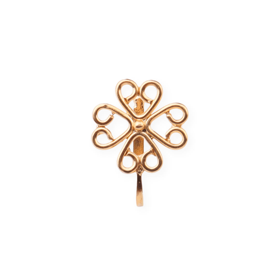 Gold-plated floral nose pin clip-on jewelry