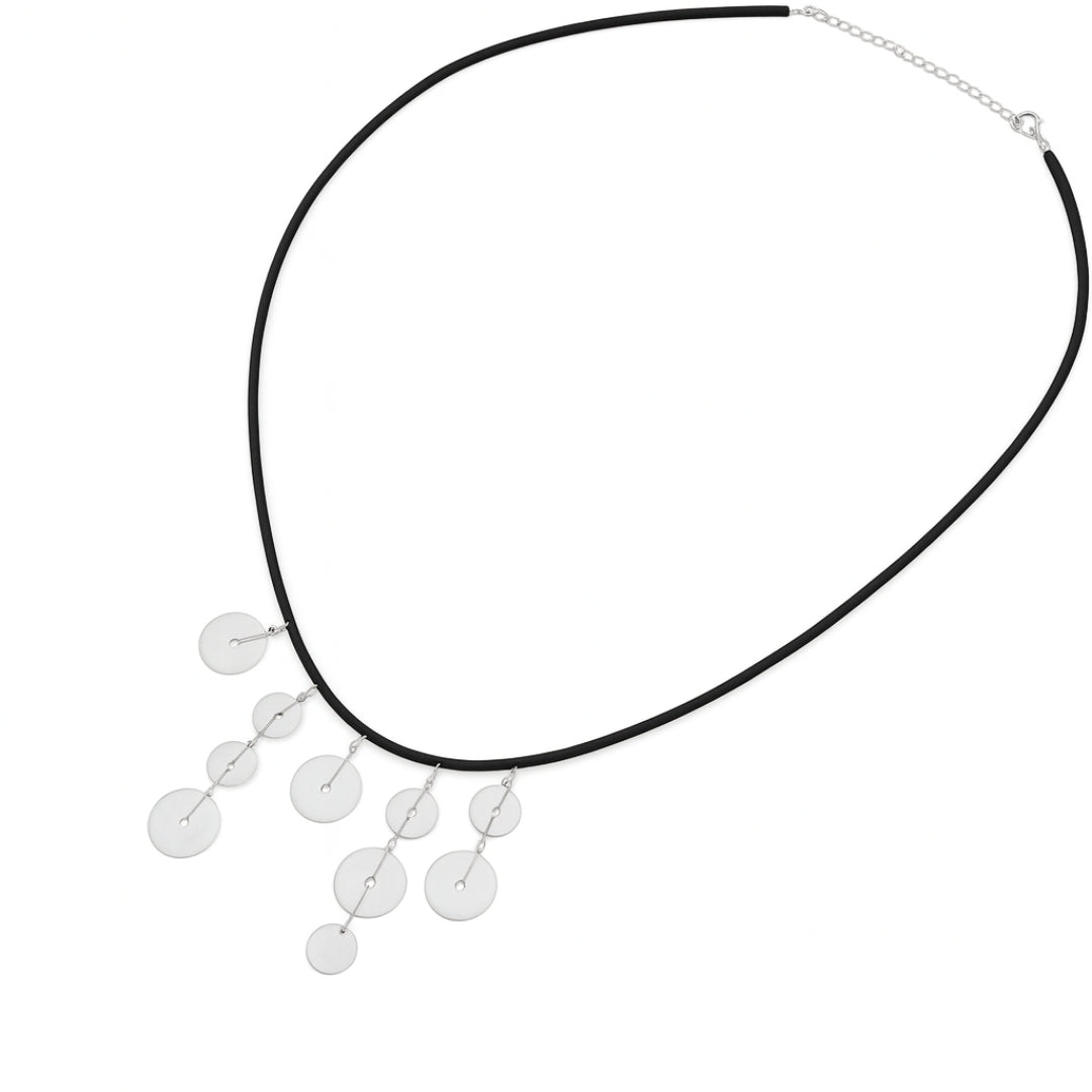 Silver Tribal Single Layered Plain Coin Necklace