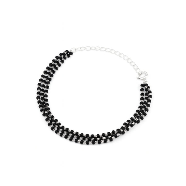 Black beaded layered bracelet