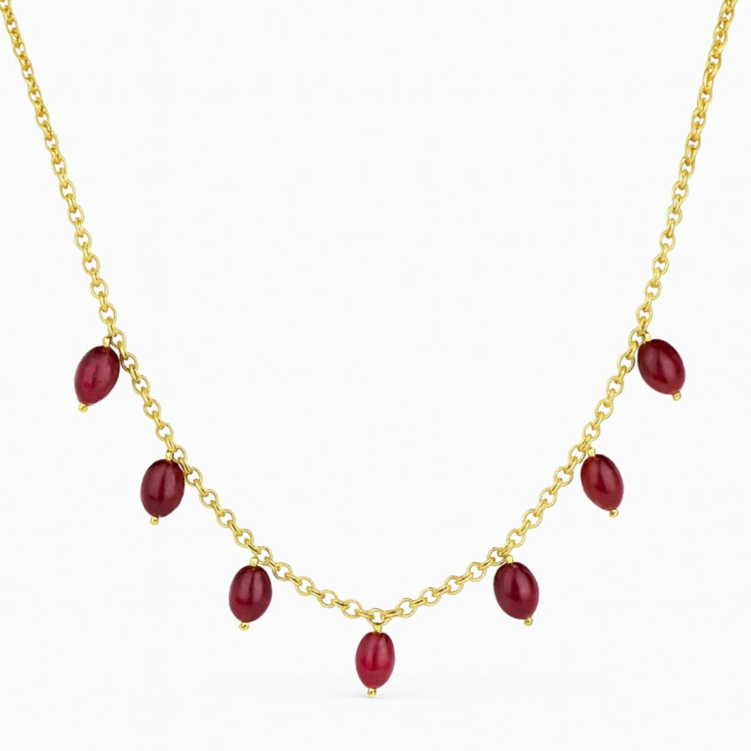 Silver Ruby Chain | 92.5 Silver | 22K Gold Plated