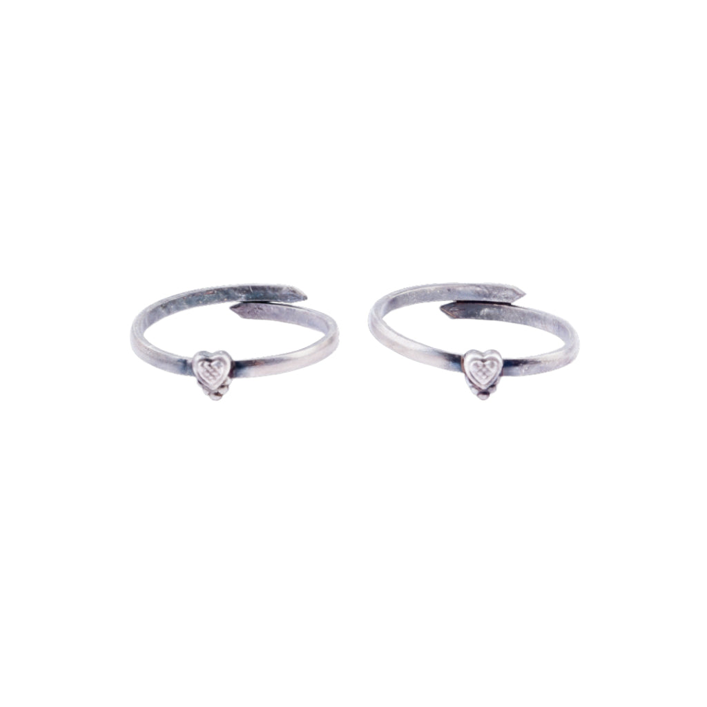 Tiny Silver Adjustable Textured Heart Toe Ring