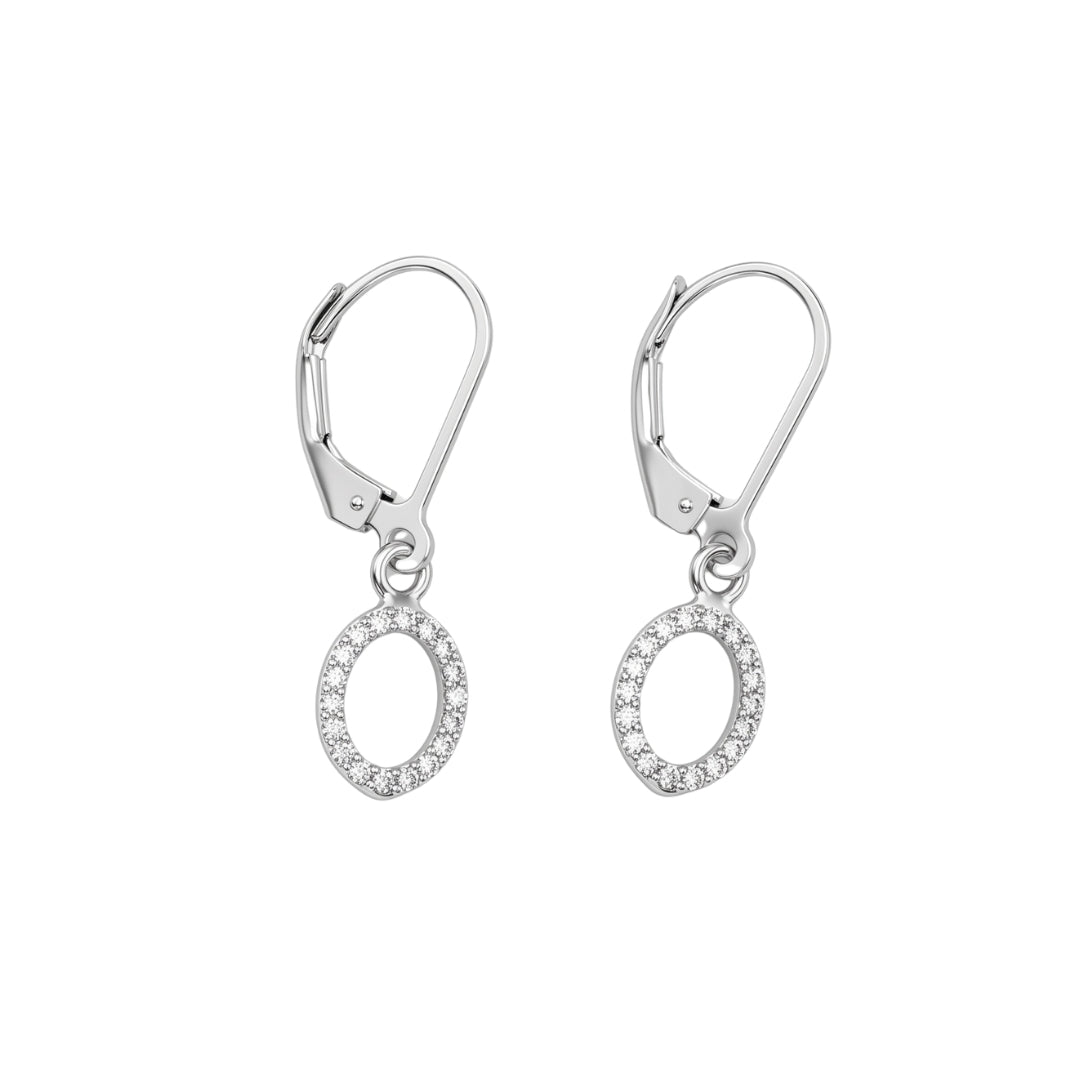 Silver CZ Oval Earrings