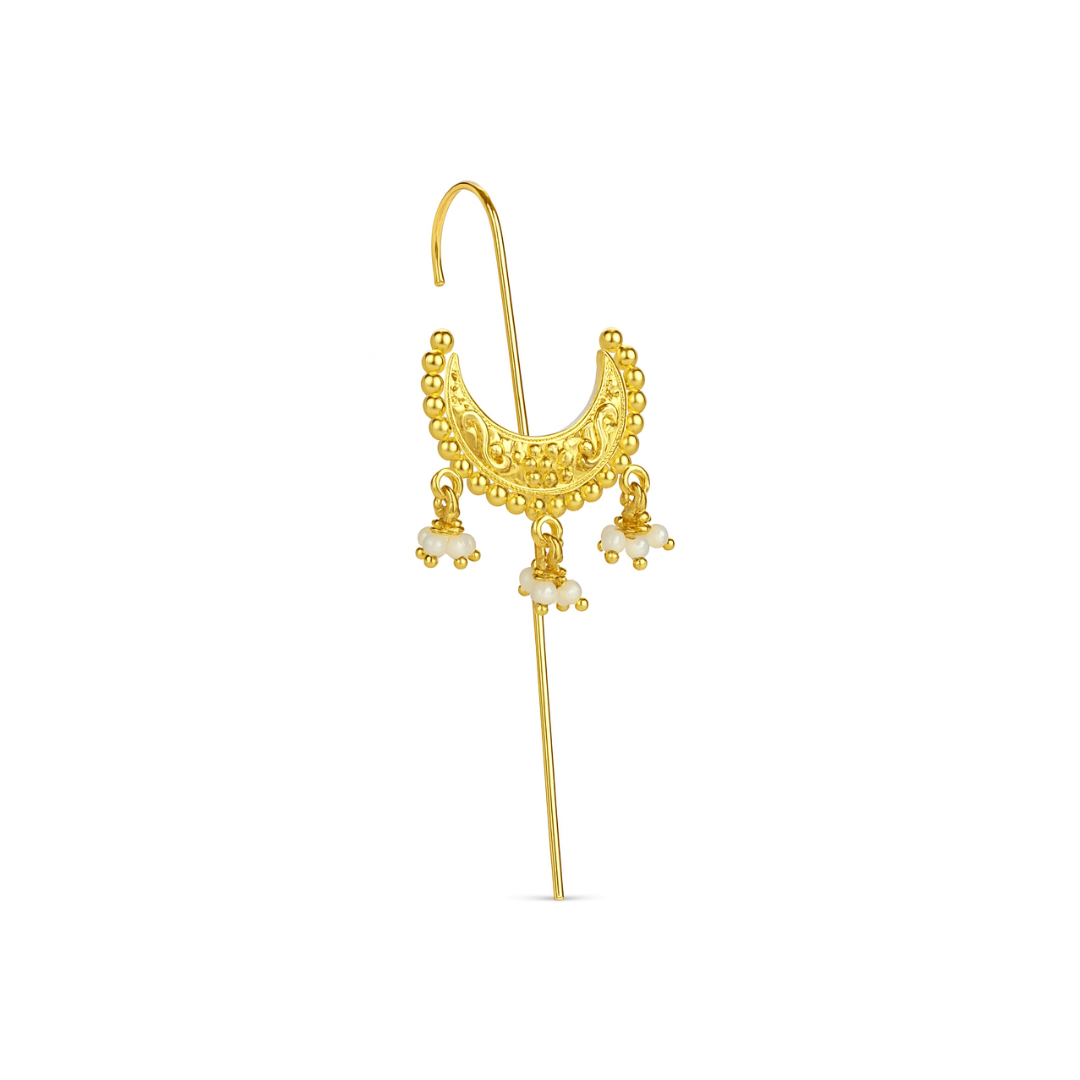 Ghungroo Chandrakor Motif Single Earcuff | 92.5 Silver | 22K Gold Plated