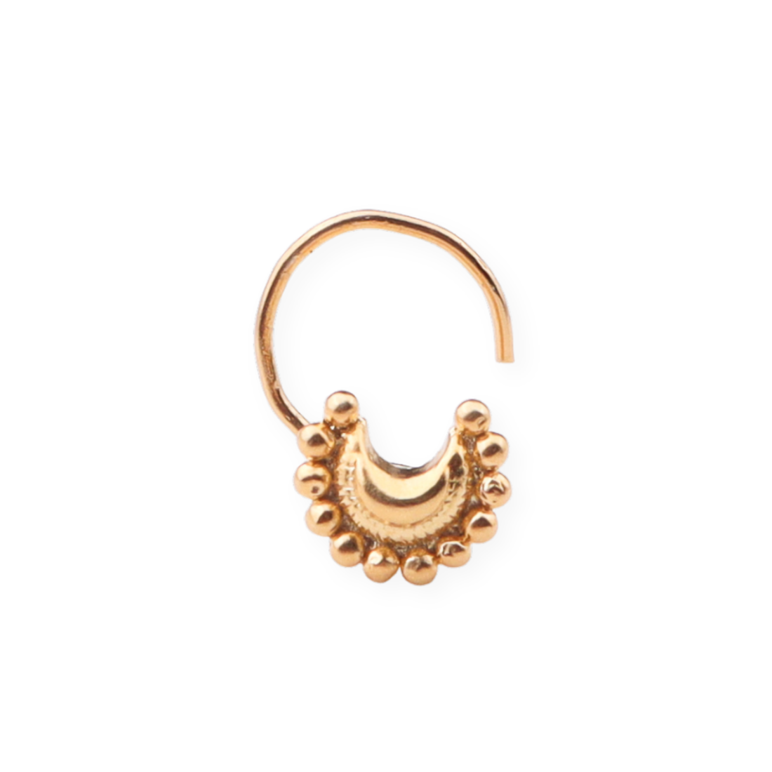 Gold plated Chandrakor nose pin small pierced jewelry