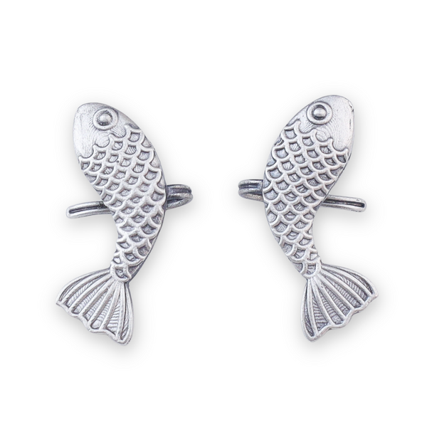 Fish Oxidized Silver Earcuff (Pair)